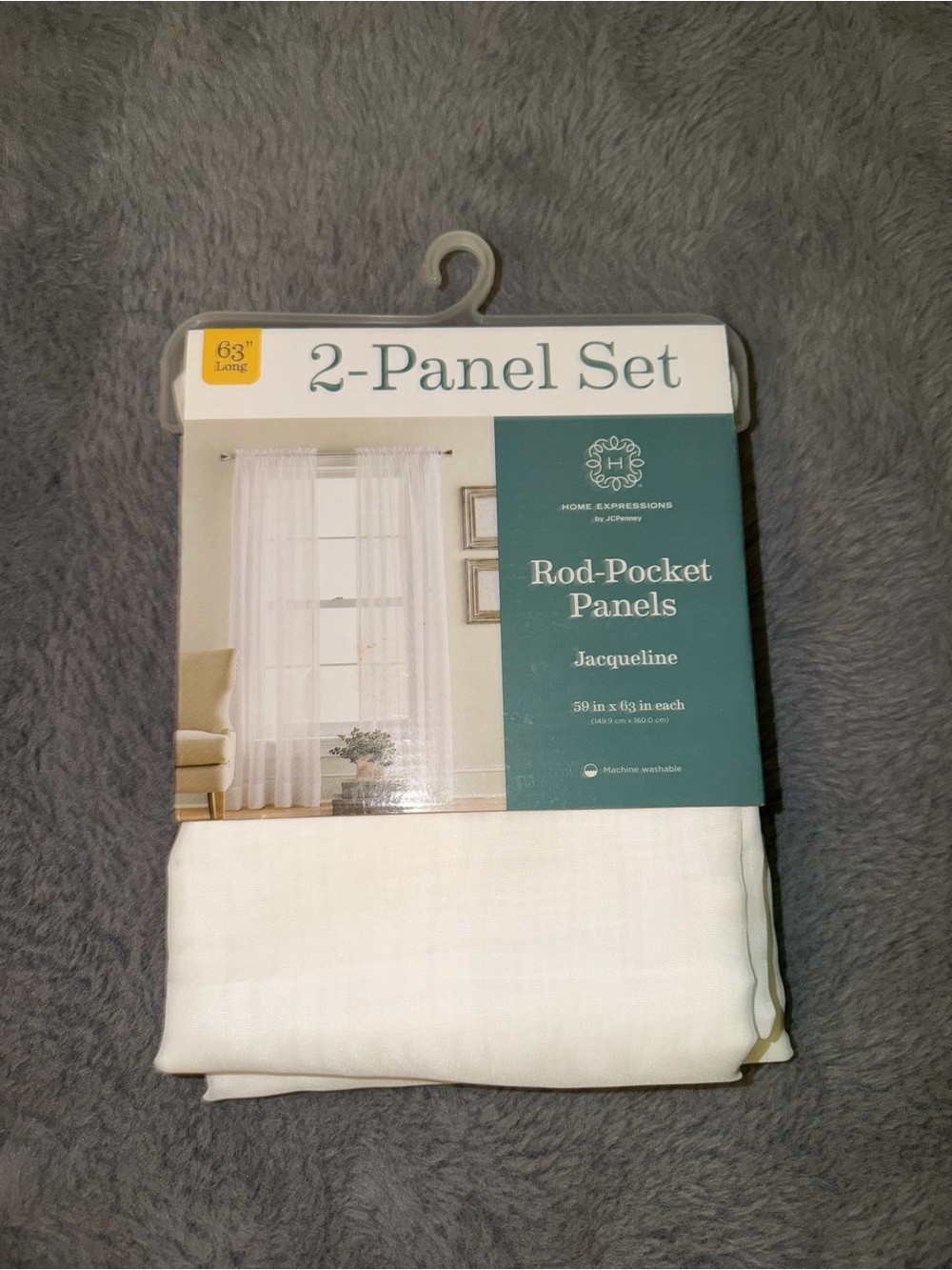 Expressions Sheer Rod-Pocket Curtain Panels - White (2-Pack) NWT